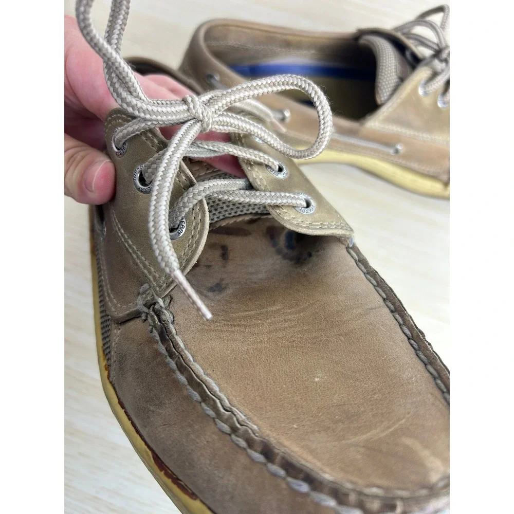 Sperry Boat Shoes Mens 11M Tan Billfish 3-Eye Leather Nautical Preppy Loafer